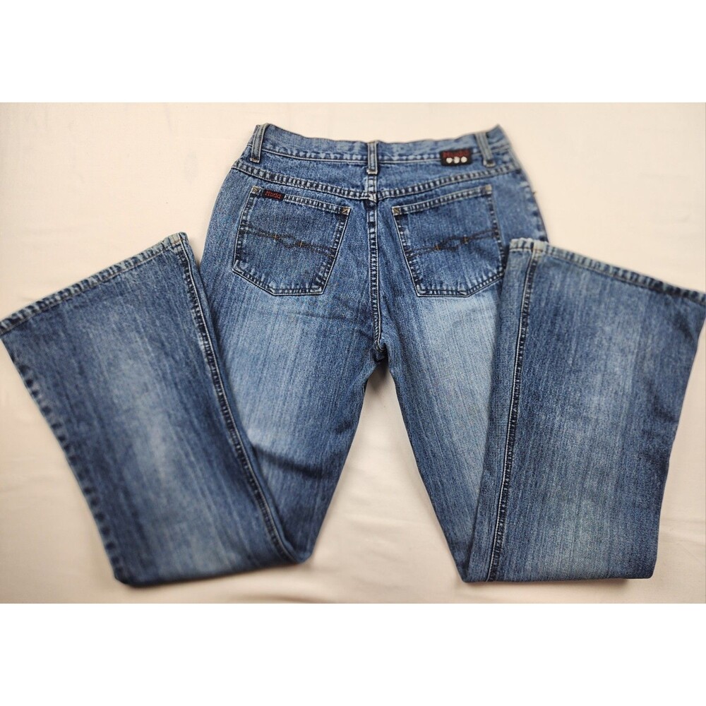 Vintage Mudd Jeans Womens Juniors 9 Blue Flare Denim Jean Y2K Bell bottoms 29x31 - Picture 7 of 8